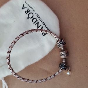 Pandora Braided Charm Bracelet with 2 charms